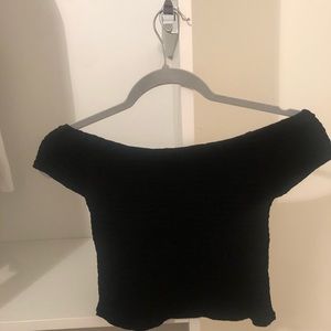 Brandy Melville black off shoulder crop top